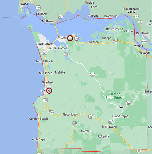 Map of Clatsop County